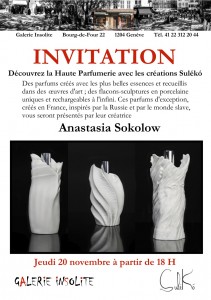 Invitation au Vernissage le 20 Novembre 2014 à Genève.